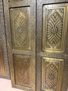 Antique Brass Clad Panel Doors Hand Hammered Three Panel Floral Doors