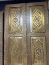 Antique Brass Clad Panel Doors Hand Hammered Three Panel Floral Doors