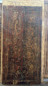 Antique Tree of Life Carved Wood Barn Door Panel – Rustic Peacock & Floral Design