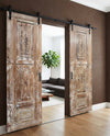 Antique Carved Wood Door Whitewashed Rustic Floral Farmhouse Entry Doors 96x31.5