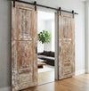 Antique Carved Wood Door Whitewashed Rustic Floral Farmhouse Entry Doors 96x31.5