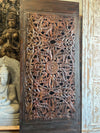 Vintage Lattice Lotus Carved Wood Barn Door 