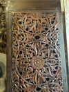 Vintage Lattice Lotus Carved Wood Barn Door 