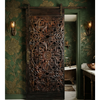 Vintage Lattice Lotus Carved Wood Barn Door 