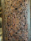 Vintage Lattice Lotus Carved Wood Barn Door 