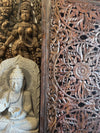 Vintage Lattice Lotus Carved Wood Barn Door 