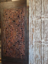 Vintage Lattice Lotus Carved Wood Barn Door Room Divider Wall Panel 92.5x40.5