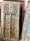 Distressed Blue-Green Patina, Reclaimed Wood Statement Door