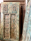 Distressed Blue-Green Patina, Reclaimed Wood Statement Door