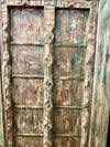 Distressed Blue-Green Patina, Reclaimed Wood Statement Door
