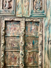 Distressed Blue-Green Patina, Reclaimed Wood Statement Door