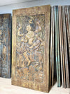 Vintage Hand Carved Deity Panel Indian Shiva Goddess Wall Art Door Panel 84x41