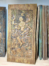 Vintage Hand Carved Deity Panel Indian Shiva Goddess Wall Art Door Panel 84x41
