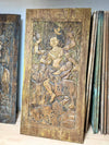 Vintage Hand Carved Deity Panel Indian Shiva Goddess Wall Art Door Panel 84x41