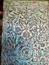 Hand Carved Barn Door Panel Antique Floral Mandala Distressed Green Wall Art 80x36