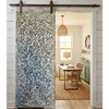 Hand Carved Barn Door Panel Antique Floral Mandala Distressed Green Wall Art 80x36