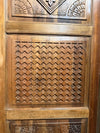 Midcentury Carved Wood Door Geometric Medallion Three Panel Farmhouse Sliding Door 96x36