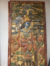 Vintage Carved Wood Door Krishna Kaliya Mardan Panel Indian Temple Wall Art 83x36