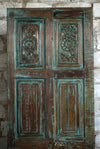 One of a Kind Hand Carved Wooden Door Reclaimed Floral Single Pocket Barn Door 80x31