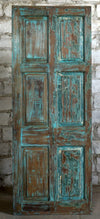 One of a Kind Hand Carved Wooden Door Reclaimed Floral Single Pocket Barn Door 80x31