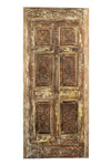 Midcentury Carved Wooden Door Reclaimed Floral Paneled Single Barn Door 80x34