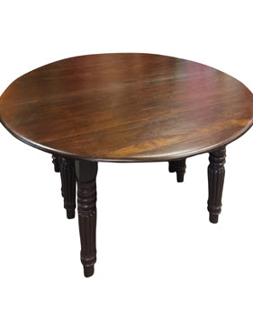 Antique Indian Dining Table Teak Round 8 Seater Hand Carved Farmhouse Table