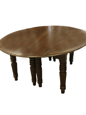 Antique Indian Dining Table Teak Round 8 Seater Hand Carved Farmhouse Table