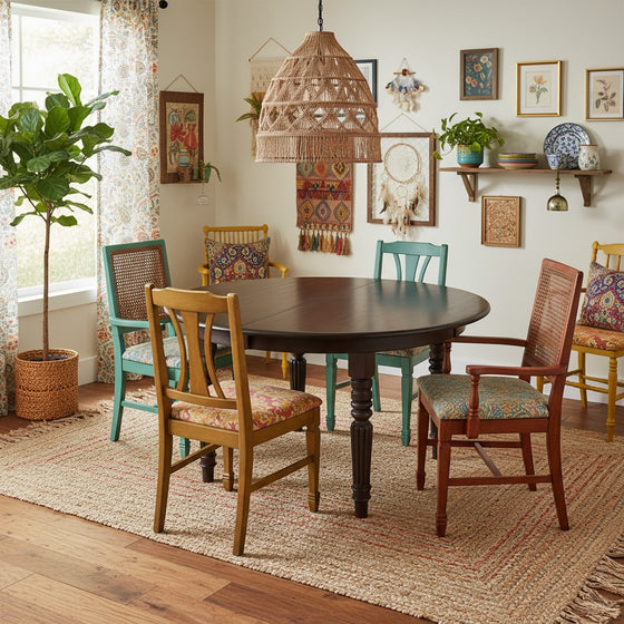 Antique Dining Table Teak Round 8 Seater Hand Carved Farmhouse Table