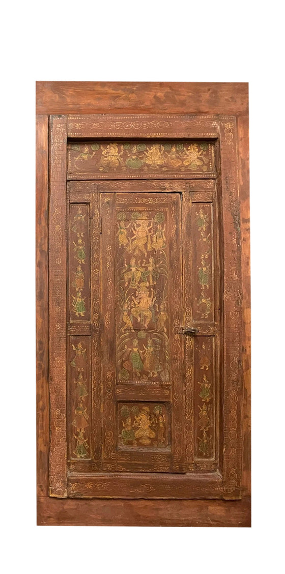 Antique India Ganesha Door Hand Carved Wood Sliding Barn Door 84