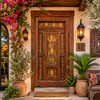 Antique Door Hand Carved Ganesha Door Teak Wood Statement Barn Door
