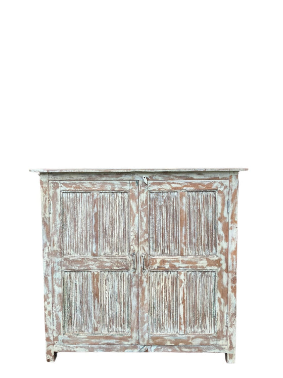 Antique Carved Sideboard Whitewash Cabinet Storage Carved Chest