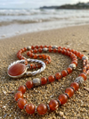 Handmade Carnelian Beaded Twisted Necklace – Healing Gemstone Jewellery