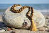 Tiger Eye Agate Eye Pendant Mala | Shri Lakshmi Ganesh Yantra Necklace