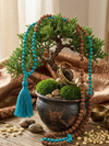 Kundalini Yoga Mala Set – Rudraksha & Turquoise Chakra Mala Necklace with Matching Bracelet