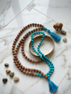 Kundalini Yoga Mala Set – Rudraksha & Turquoise Chakra Mala Necklace with Matching Bracelet