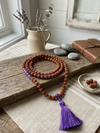 Amethyst Mala Beads & Rudraksha Japamala Set with Jai Mata Di Bracelet