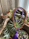 Amethyst Mala Beads & Rudraksha Japamala Set with Jai Mata Di Bracelet