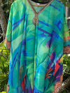 Women's Kaftan Maxi Dress Green Georgette Printed maxi Dress One size