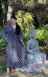 Boho Kaftan, Blue Butter Silk Caftan Maxi Dress, 2XL