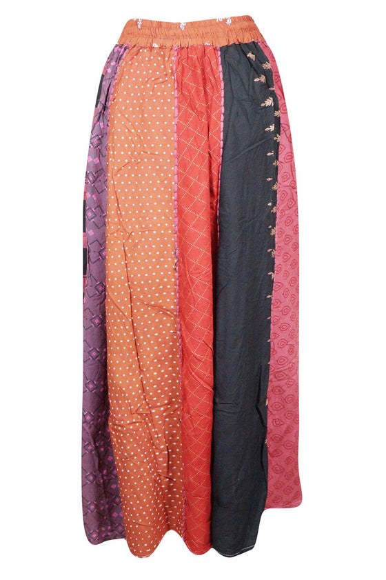 Vintage Gypsy Maxi Skirt, Handmade Pink Boho Skirts Gift S/M/L