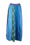Womens Maxi Skirt, Blue Patchwork  Long Skirts S/M/L