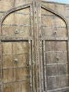 Antique India Fortress Doors, Arched Bleached Teak Doors, Headboard, 115x90