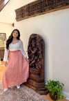 Boho Wrap Skirt for Women, Orange Ruffle Ties, Long Skirt One size