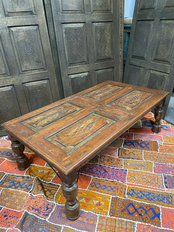 Rustic Farmhouse Chai Table, Antique Takht Coffee Table