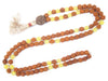Rudraksha & Yellow Jade Mala Beads – Sunny Forest Yoga Prayer Necklace