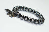 Black Beaded Wrist Mala Bracelet with Elephant Charms for Positive Energy