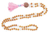Love Healing Mala Necklace Rose Quartz & Rudraksha Beads – Heart Chakra Meditation Japa Mala