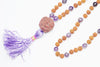 Chakra Amethyst Rudraksha Mala Necklace – Meditation Prayer Beads for Healing