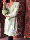 Mint Green Sequin Embroidered Cotton Tunic Dress – Summer Kurti for Women