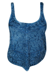  Womens Tank Top, Blue embroidered tank top, summer top SM